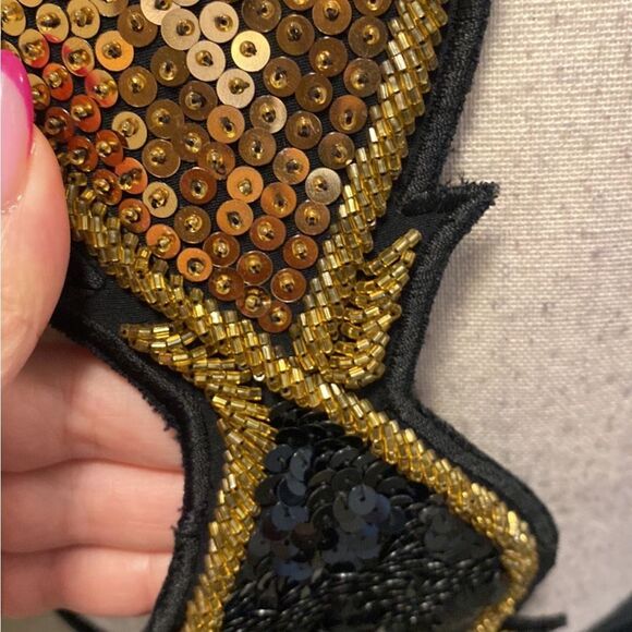 Nite line Elegant Black Dress with Gold Embellishments, US6 - Picture 7 of 8